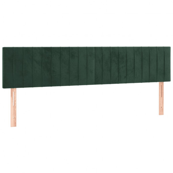Cabeceira de cama c/luzes LED veludo 200x5x78/88cm verde-escuro M 4