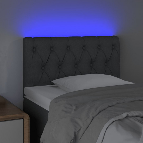 Cabeceira de cama c/ luzes LED tecido 80x7x78/88 cm cinza-claro M 3