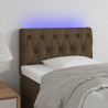 Cabeceira de cama c/ luzes LED tecido 80x7x78/88 cm castanho 1