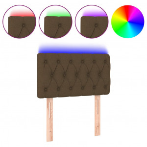 Cabeceira de cama c/ luzes LED tecido 80x7x78/88 cm castanho H