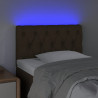 Cabeceira de cama c/ luzes LED tecido 80x7x78/88 cm castanho 3