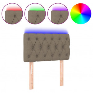 Cabeceira cama luzes LED tecido 80x7x78/88cm cinza-acastanhado H