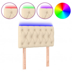 Cabecero con LED de tela color crema 80x7x78/88 cm H
