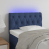 Cabeceira de cama c/ luzes LED tecido 80x7x78/88 cm azul 1