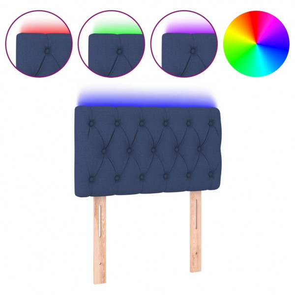 Cabecero con LED de tela azul 80x7x78/88 cm M 2