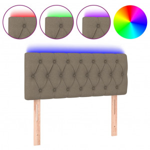 Cabeceira cama luzes LED tecido 90x7x78/88cm cinza-acastanhado H