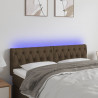 Cabeceira de cama c/ luzes LED tecido 160x7x78/88 cm castanho 1