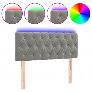 Cabeceira de cama c/ luzes LED veludo 90x7x78/88 cm cinza-claro H