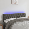 Cabeceira de cama c/luzes LED veludo 160x7x78/88cm cinza-escuro 1
