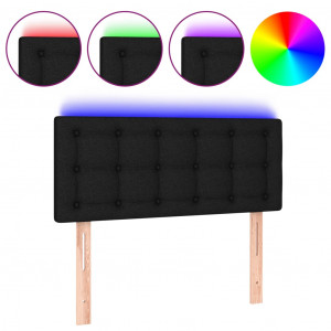 Cabeceira de cama c/ luzes LED tecido 80x5x78/88 cm preto H