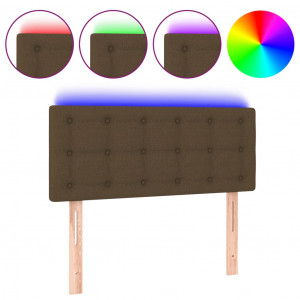 Cabeceira de cama c/ luzes LED tecido 90x5x78/88 cm castanho H