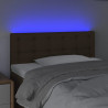 Cabeceira de cama c/ luzes LED tecido 90x5x78/88 cm castanho 3