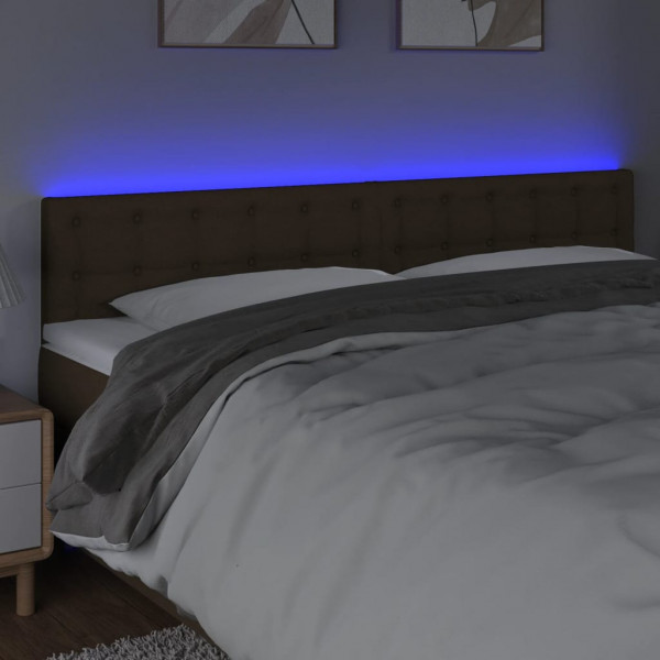 Cabeceira de cama c/ luzes LED tecido 160x5x78/88 cm castanho M 3