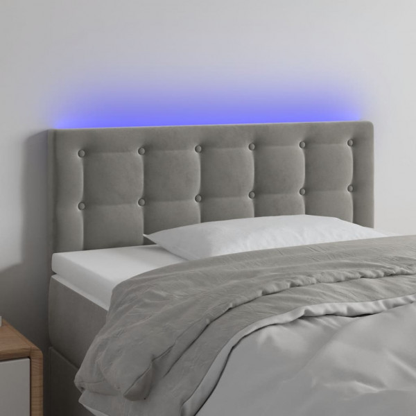 Cabecero con LED de terciopelo gris claro 80x5x78/88 cm D
