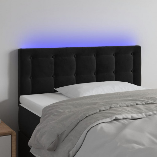 Cabecero con LED de terciopelo negro 90x5x78/88 cm D