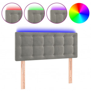 Cabeceira de cama c/luzes LED veludo 100x5x78/88 cm cinza-claro H
