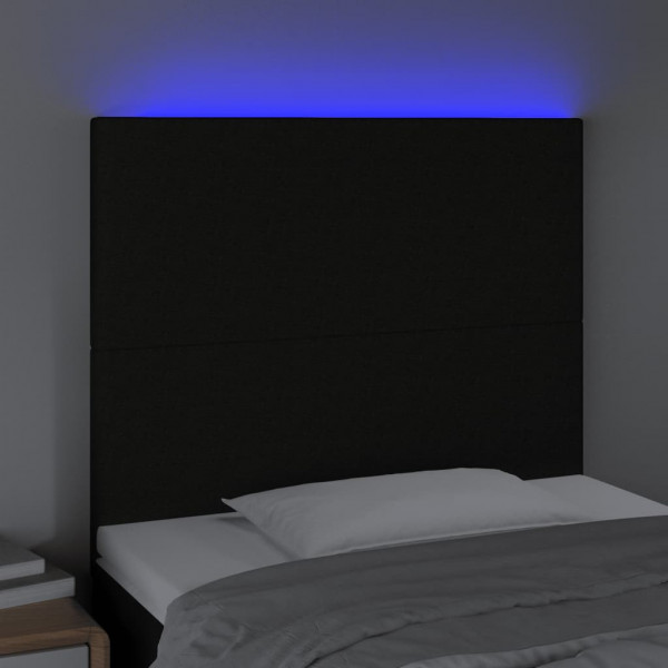 Cabeceira cama c/ LED tecido 80x5x118/128 cm preto M 3