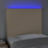 Cabeceira cama c/ LED tecido 100x5x118/128 cm crème 3