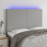 Cabeceira cama c/ luzes LED tecido 144x5x118/128cm cinza-claro 1