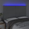 Cabeceira cama c/ luzes LED tecido 144x5x118/128cm cinza-claro 3