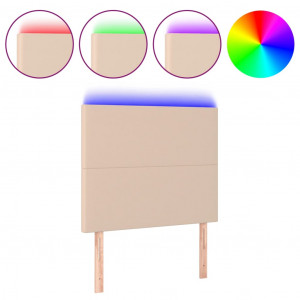Cabeceira cama c/ LED couro artif. 80x5x118/128 cm cappuccino H