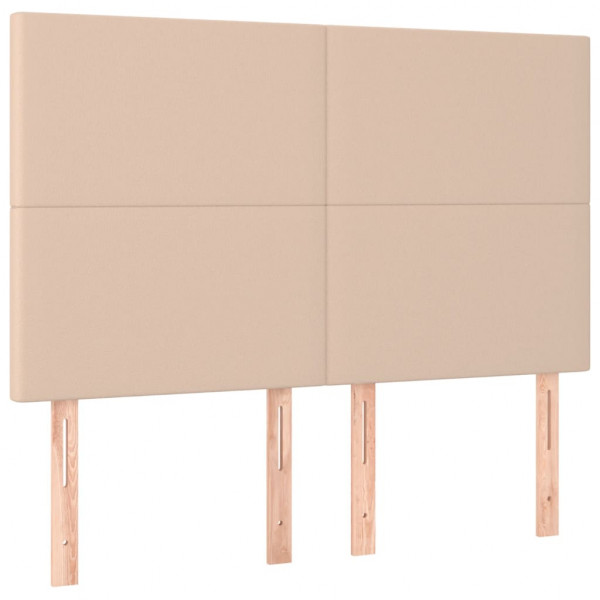 Cabeceira cama c/ LED couro artif. 144x5x118/128 cm cappuccino M 4