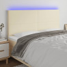 Cabeceira cama c/ LED 180x5x118/128 cm couro artificial crème 1