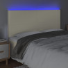 Cabeceira cama c/ LED 180x5x118/128 cm couro artificial crème 3