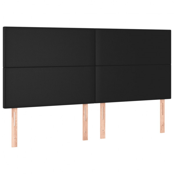 Cabeceira de cama c/ LED couro artificial 200x5x118/128cm preto M 4