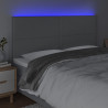 Cabeceira cama c/ luzes LED tecido 180x5x118/128cm cinza-claro 3