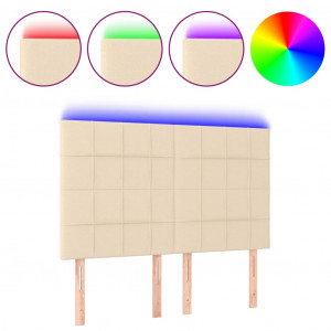Cabeceira cama c/ LED tecido 144x5x118/128 cm crème H