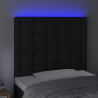 Cabeceira cama c/ LED couro artificial 80x5x118/128 cm preto 3