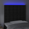 Cabeceira cama c/ LED couro artificial 100x5x118/128 cm preto 3