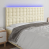 Cabeceira cama c/ LED 180x5x118/128 cm couro artificial crème 1
