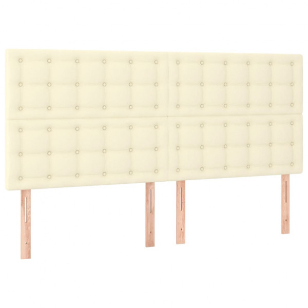 Cabeceira cama c/ LED 180x5x118/128 cm couro artificial crème M 4