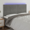 Cabeceira cama c/ luzes LED veludo 180x5x118/128cm cinza-claro 1