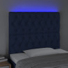 Cabecero con luces LED tela azul 90x7x118/128 cm 3