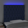 Cabeceira de cama c/ luzes LED tecido 100x7x118/128 cm azul 3