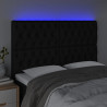 Cabeceira de cama c/ luzes LED tecido 144x7x118/128 cm preto 3