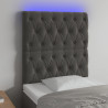 Cabecero con luces LED terciopelo gris oscuro 80x7x118/128 cm 1