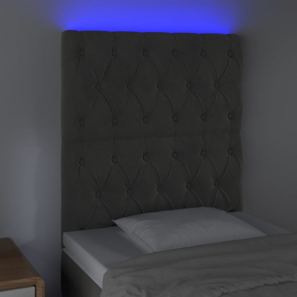 Cabecero con luces LED terciopelo gris oscuro 80x7x118/128 cm M 3