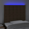 Cabeceira de cama c/ luzes LED tecido 90x5x118/128 cm castanho 3