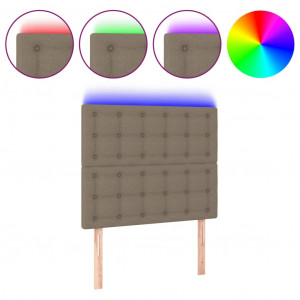 Cabeceira cama c/ LED tecido 90x5x118/128 cm cinza-acastanhado H