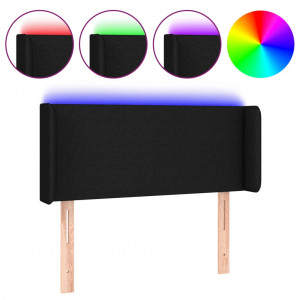 Cabeceira de cama c/ luzes LED tecido 83x16x78/88 cm preto H