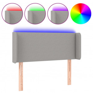 Cabeceira cama c/ luzes LED tecido 103x16x78/88 cm cinza-claro H
