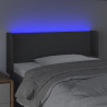 Cabeceira cama c/ luzes LED tecido 103x16x78/88cm cinza-escuro 4