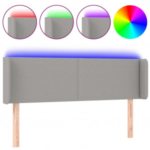 Cabeceira cama c/ luzes LED tecido 147x16x78/88 cm cinza-claro H