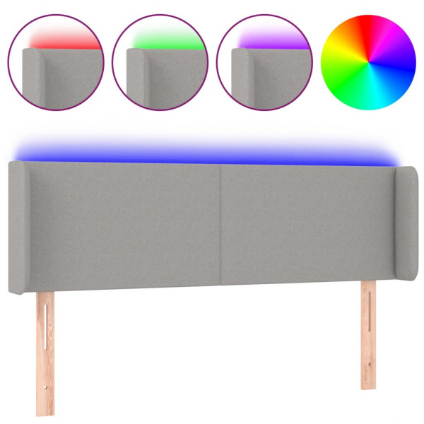 Cabeceira cama c/ luzes LED tecido 147x16x78/88 cm cinza-claro M 2