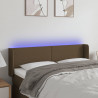 Cabeceira de cama c/ luzes LED tecido 147x16x78/88 cm castanho 1