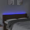 Cabeceira de cama c/ luzes LED tecido 147x16x78/88 cm castanho 4